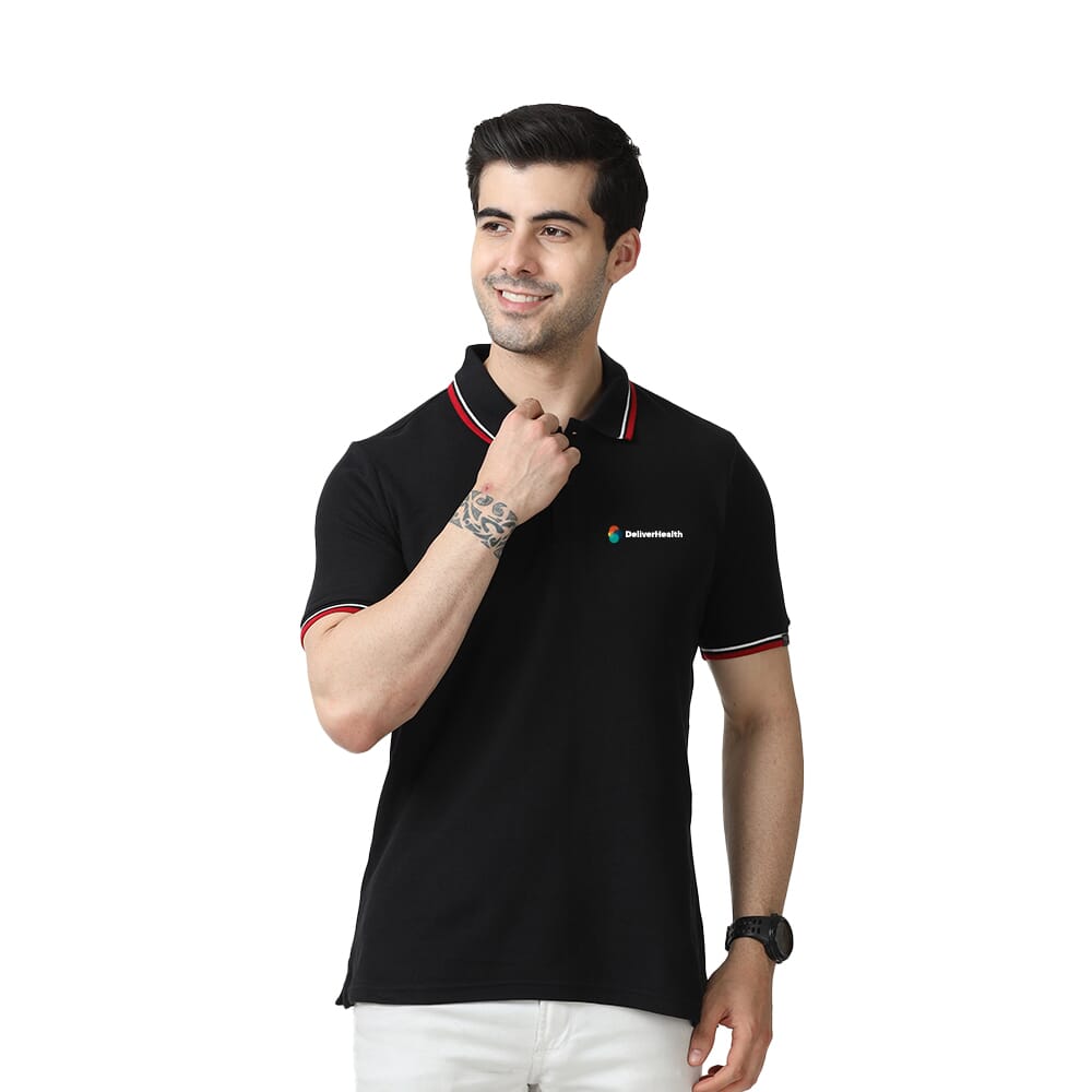 Marks & Spencer Polo T-shirt  Black with Red & White Tipping